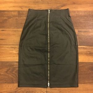 High wasted faux leather pencil skirt